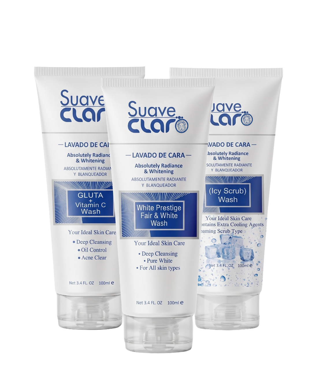 Whitening Face Wash Set – Gluta, White Prestige, and Icy Scrub