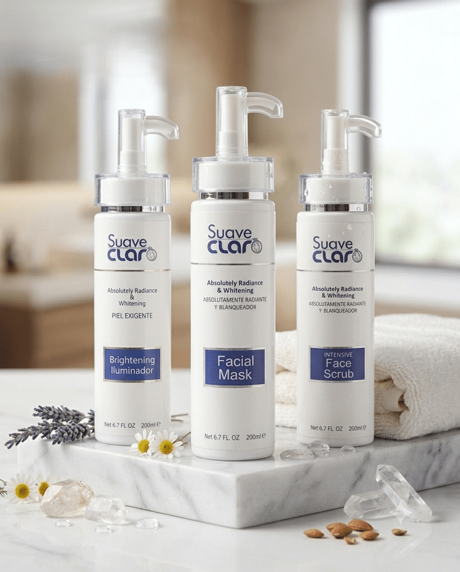 Brightening Illuminator, Facial Mask & Intensive Face Scrub - Suave Claro
